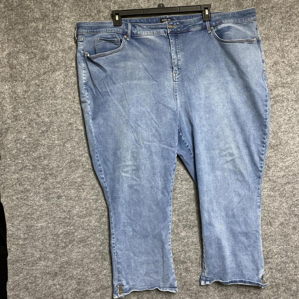 Curves 360 by NYDJ Slim Straight Ankle Jeans w/Side Slits Biscayne Size 28 Blue
